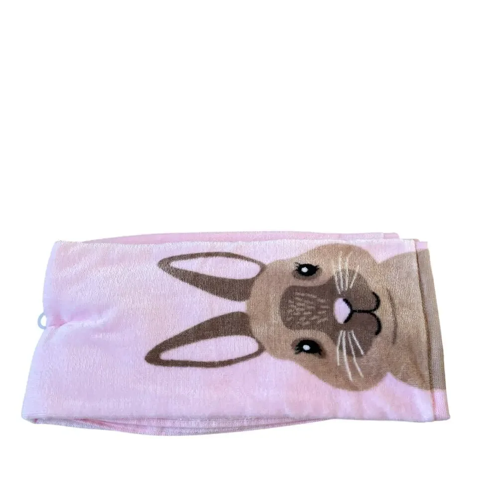 ISAAC MIZRAHI Pink Bunny Rabbit Cotton Kitchen Towels 19x28 Set of 3 Spring New
